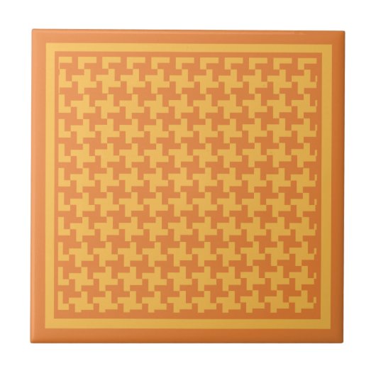 Keramische Tegel, Oranje Dogstooth Check Tegeltje (Voorkant)