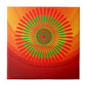 Keramische Tegel Oranje Groene Circulaire Tegeltje (Voorkant)