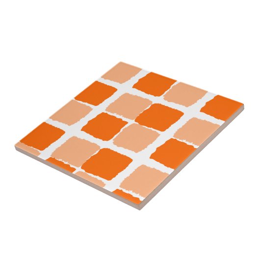 Keramische Tegel Oranje vierkantjes Tegeltje (Zijkant)