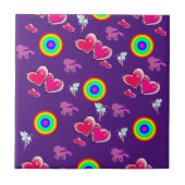 Keramische Tegel Paarse roze harten Tegeltje (Voorkant)