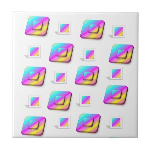 Keramische Tegel Pastel Squares Tegeltje (Voorkant)