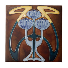 Keramische Tegel Pioenrozen Lichtblauw Tegeltje