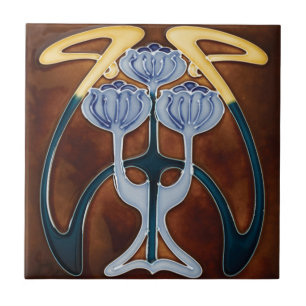 Keramische Tegel Pioenrozen Lichtblauw Tegeltje