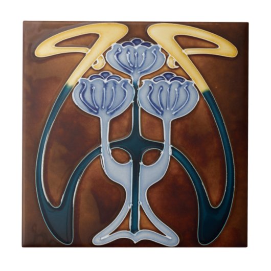 Keramische Tegel Pioenrozen Lichtblauw Tegeltje (Voorkant)