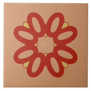 Keramische Tegel - Rood en geel getextureerd ontwe Tegeltje