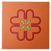 Keramische Tegel - Rood- en Groene Kaleidoscoopven Tegeltje (Voorkant)