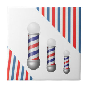 Keramische tegel rood wit & blauwe streep barberpo tegeltje