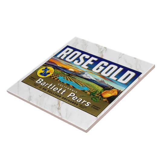 KERAMISCHE TEGEL - ''Rose Gold'' - kratlabel Tegeltje (Zijkant)