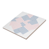 Keramische Tegel Roze & Blauwe Streep Tegeltje (Zijkant)