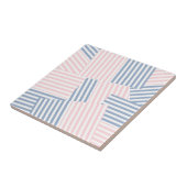 Keramische Tegel Roze & Blauwe Streep Tegeltje (Zijkant)