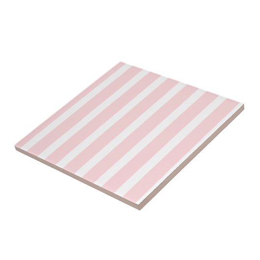 Keramische tegel roze & witte streep tegeltje (Zijkant)
