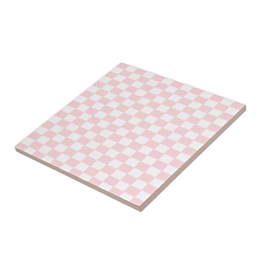 Keramische tegel roze & witte vierkant tegeltje (Zijkant)