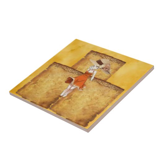 Keramische Tegel Rustic Lady Tegeltje (Zijkant)