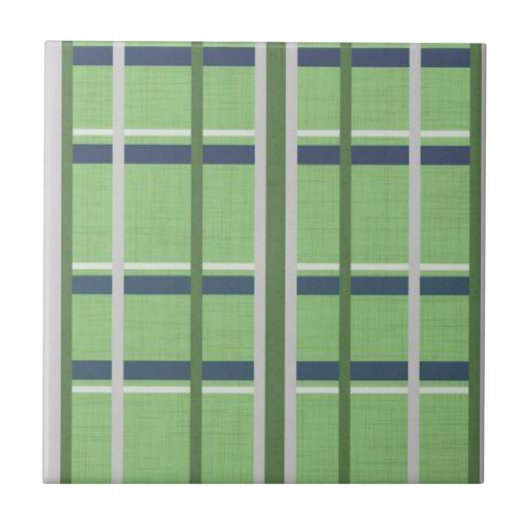 Keramische Tegel Rustiek Groene Country Stripe Tegeltje (Voorkant)