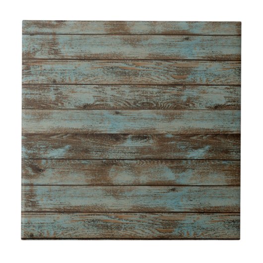 Keramische Tegel rustiek hout blauw Tegeltje (Voorkant)