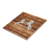 Keramische Tegel Rustiek Houten Sinaasappel Paarde Tegeltje (Zijkant)