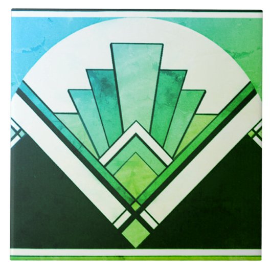 Keramische tegel - Sangria Art Deco Fan Design G/B Tegeltje (Voorkant)