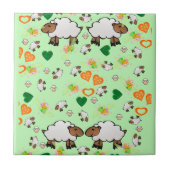 Keramische Tegel, schapenvlees, melkachtig, groen  Tegeltje (Voorkant)