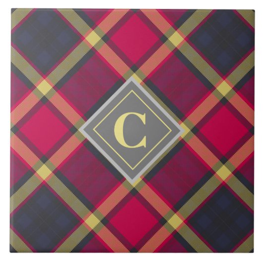 Keramische Tegel - Schots Tartan Initiaal Tegeltje (Voorkant)