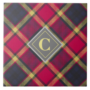 Keramische tegel - Schotse tartan initiaal Tegeltje