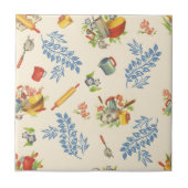 Keramische tegel, Small-HAPPY KITCHEN-BLUE Tegeltje (Voorkant)