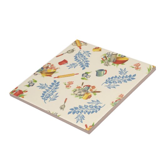 Keramische tegel, Small-HAPPY KITCHEN-BLUE Tegeltje (Zijkant)