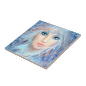 Keramische Tegel Sneeuwkoningin. De wintermooie vr Tegeltje (Zijkant)