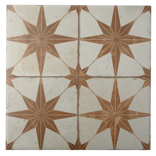 Keramische Tegel - Star Burst Beige Tegeltje (Voorkant)