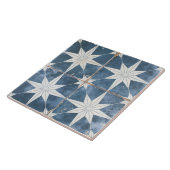 Keramische Tegel - Star Burst Blue Tegeltje (Zijkant)