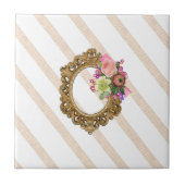 Keramische Tegel Streep Beige & White Stripe  Tegeltje (Voorkant)