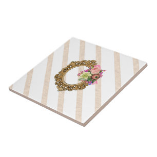 Keramische Tegel Streep Beige & White Stripe  Tegeltje