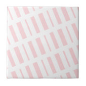 Keramische Tegel Streep Roze & Witte Streep Tegeltje (Voorkant)