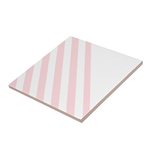 Keramische Tegel Streep Roze & Witte Streep Tegeltje (Zijkant)