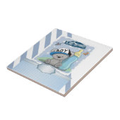 Keramische Tegel Stripe Blauw & Wit Stripe Boy Tegeltje (Zijkant)