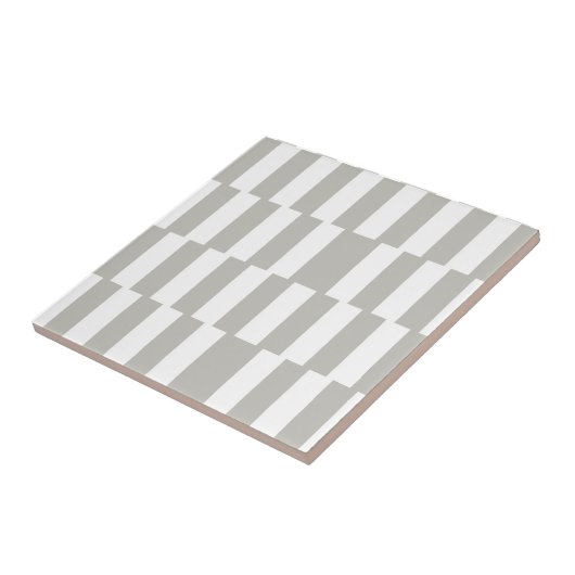 Keramische Tegel Stripe Grijs & Wit Stripe Tegeltje (Zijkant)