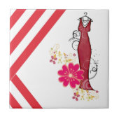 Keramische Tegel Stripe Rood & Wit Stripe  Tegeltje (Voorkant)