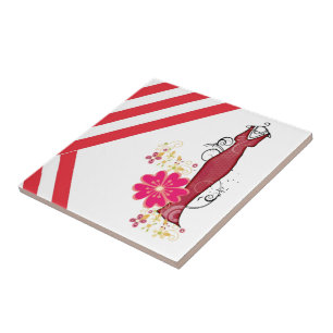 Keramische Tegel Stripe Rood & Wit Stripe  Tegeltje