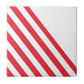 Keramische Tegel Stripe Rood & Wit Stripe Tegeltje (Voorkant)