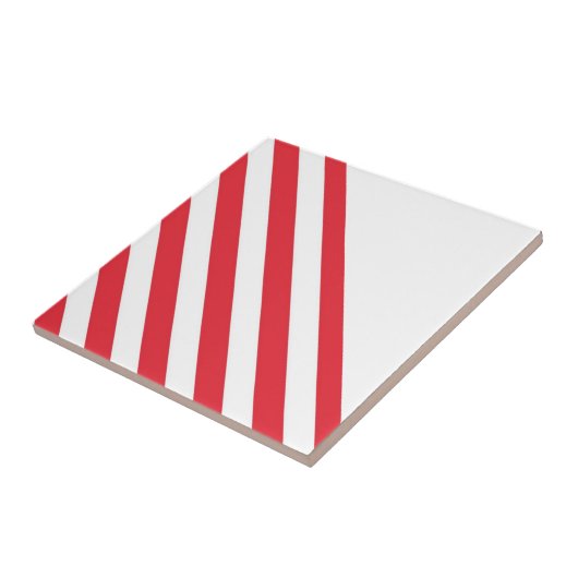 Keramische Tegel Stripe Rood & Wit Stripe Tegeltje (Zijkant)