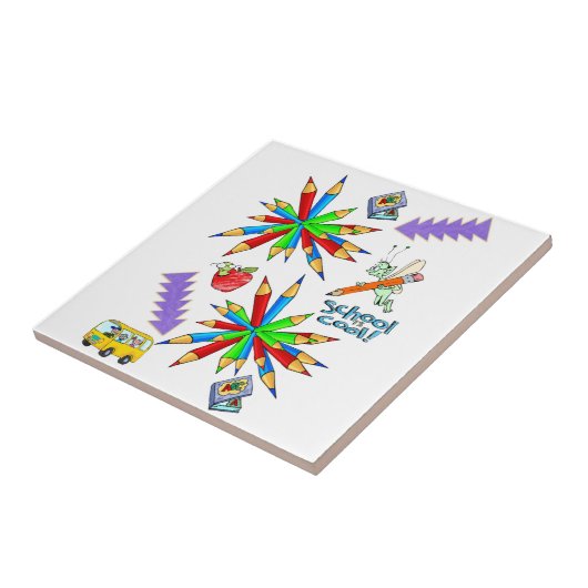 Keramische Tegel Terug naar school is Cool Tegeltje (Zijkant)