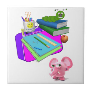 Keramische Tegel Terug naar Schoolroze Varkens Tegeltje