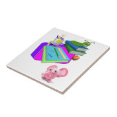 Keramische Tegel Terug naar Schoolroze Varkens Tegeltje (Zijkant)