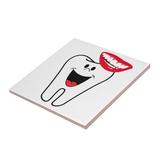 Keramische Tegel Tooth Smile Dentist Tegeltje (Zijkant)