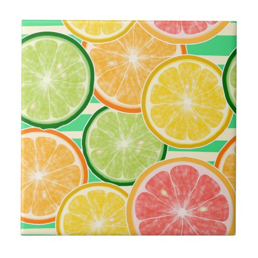 Keramische Tegel/Trivet-Citrus Keramische Tegel Tegeltje (Voorkant)