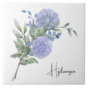 Keramische Tegel/Trivet-Floral Hydrangea Tegeltje