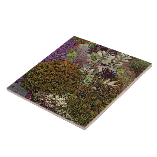 KERAMISCHE TEGEL/TRIVET "GEMENGDE BLOEMGROEP" TEGELTJE (Zijkant)