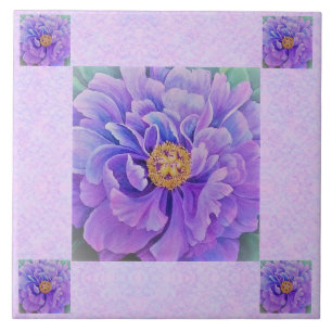 Keramische tegel / Trivet - Lavender Peonie Tegeltje