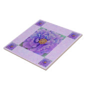 Keramische tegel / Trivet - Lavender Peonie Tegeltje (Zijkant)