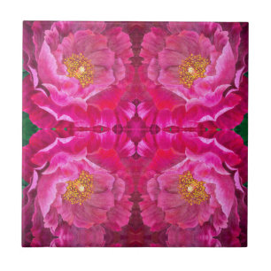 Keramische tegel / Trivet - Roze Roos Cactus Tegeltje
