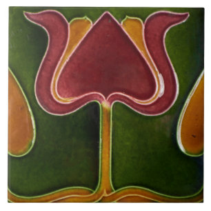 Keramische Tegel -  Tulp Art Nouveau Tegeltje